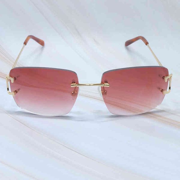 2022 factory wholesale model fashion mens rimless square luxury big shades holiday decoration popular sun eyewear sunglasses, White;black